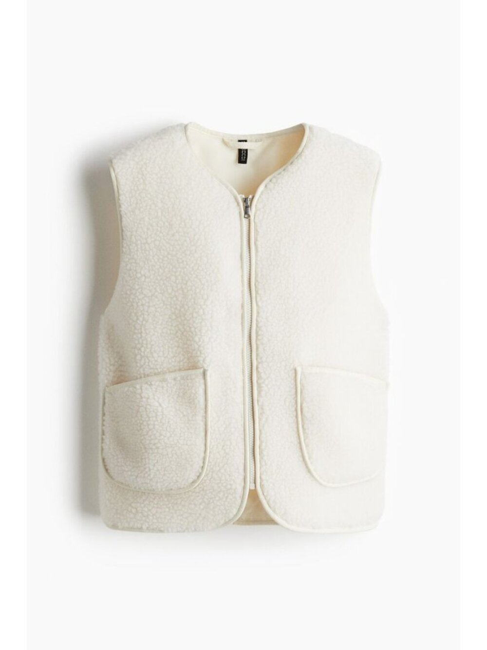 Divided H&M Vest Size XXS White Teddy Sherpa Fleece Pockets Zip Front Outerwear - Picture 5 of 13